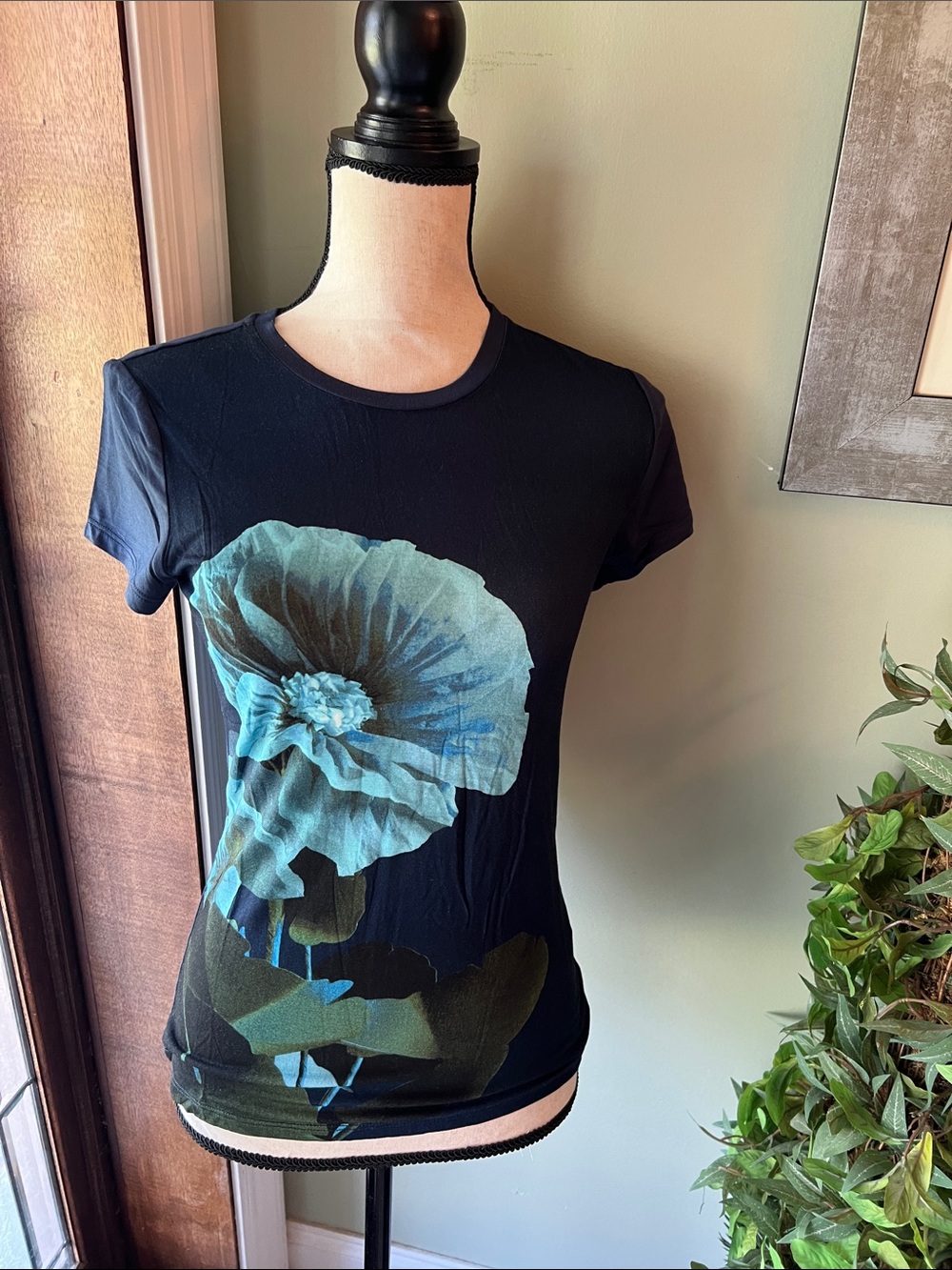 Truth by Republic Short-Sleeve Tee with Teal Floral Print